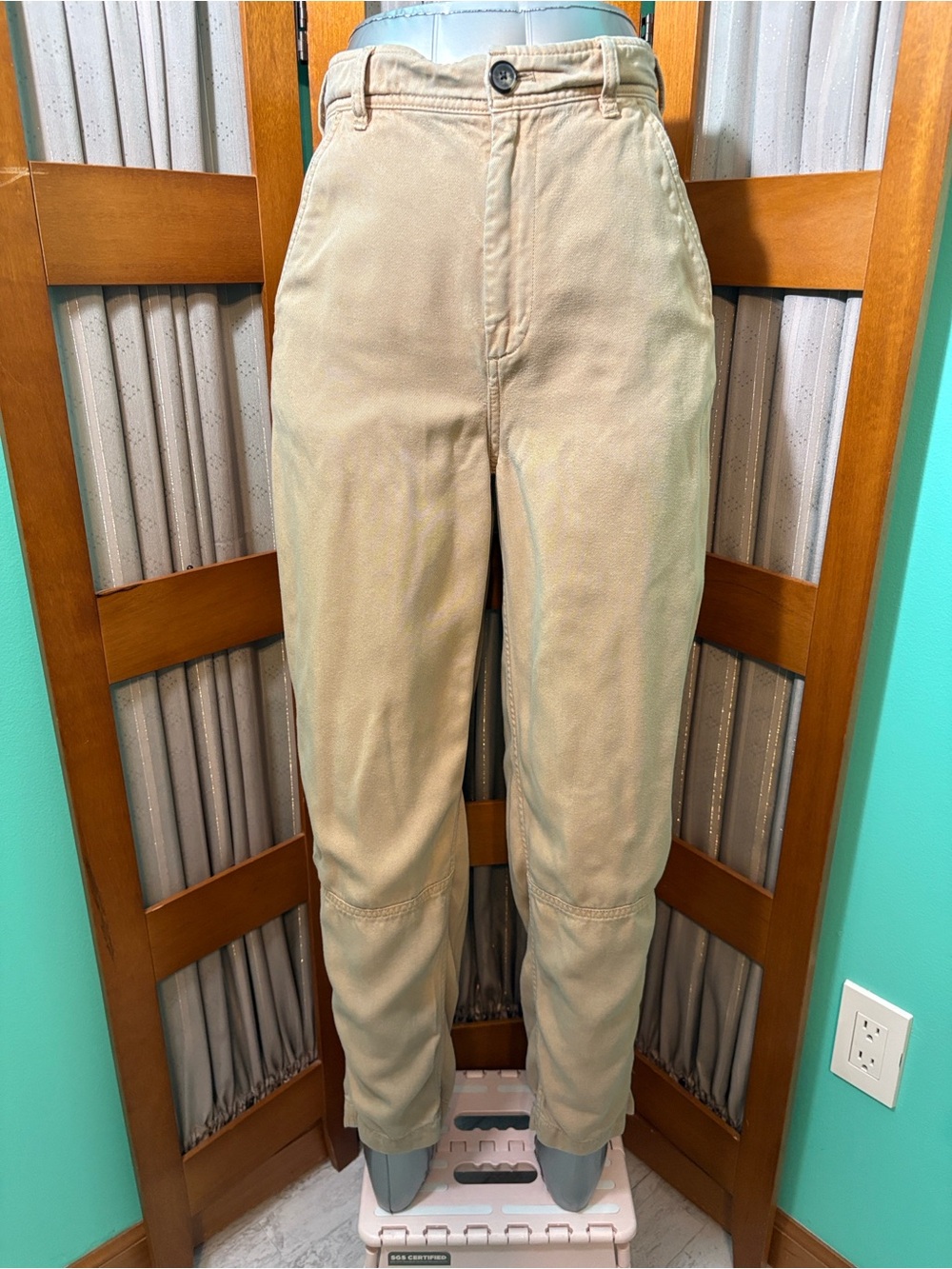 Everlane High-Rise Pleated Chino Pants in Cream